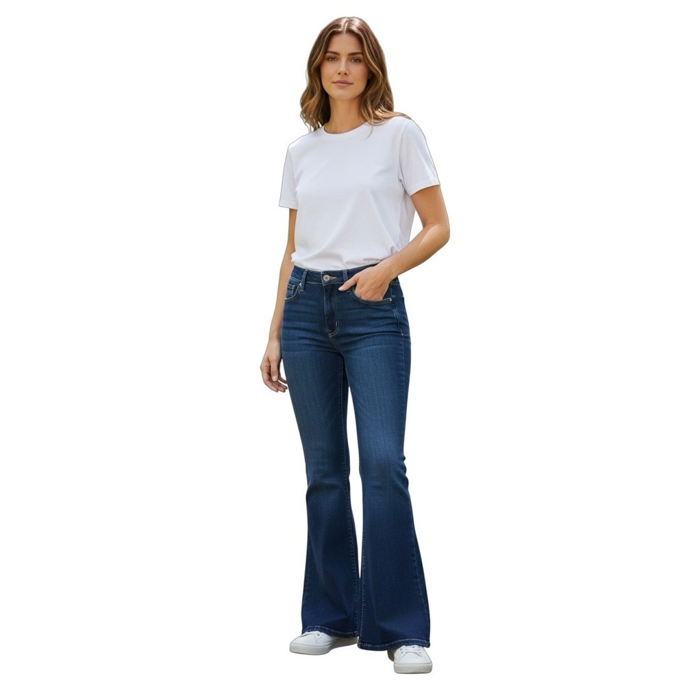 Hollister High Rise Flare Jeans 16R Blue Stretch Denim Soft Comfort Women